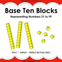 Mia uses 3 different base-ten blocks