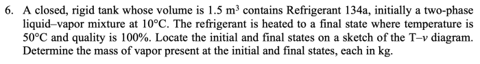 A closed rigid tank whose volume is 1.5