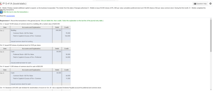 On october 31 the stockholders equity section